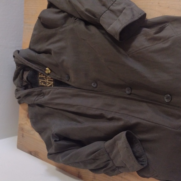 Fleet Street Vintage Olive Khaki Wool Blend Hooded Belted Trench Coat Size 4p - Picture 3 of 16